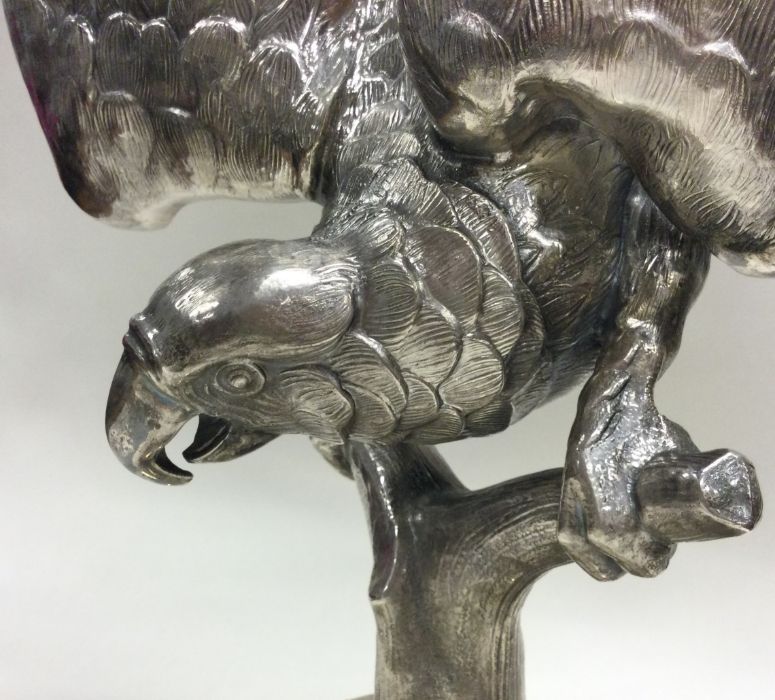 A large Continental naturalistic silver figure of a parrot bearing French import marks. - Image 3 of 3