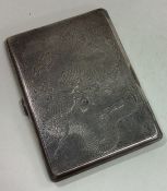 A heavy Chinese silver card case engraved with dragons and bamboo. Marked to interior.