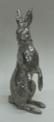 A novelty silver standing model of a hare. Import