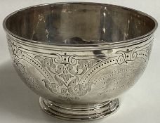 A Victorian silver engraved bowl. Sheffield 1867.