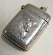 A novelty presentation silver vesta case embossed with a dog. Birmingham 1903. By TO.