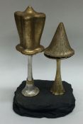CHRISTOPHER NIGEL LAWRENCE: A double enamelled silver centrepiece of mushroom design.