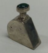 A silver and green stone scent bottle with screw-top lid.