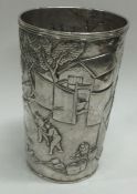 A Chinese export silver beaker. Marked to base.