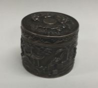A chased Chinese export silver box. Marked to base.