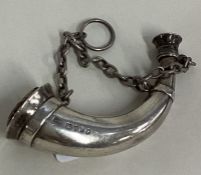A silver vinaigrette in the form of a horn. London 1872. By Sampson Mordan.