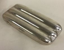 A heavy silver cigar case with three compartments. Birmingham 1924. By John Rose.