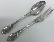 A Victorian silver christening fork and spoon. Birmingham 1859. By Joseph Gloster.