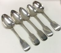 A good matched set of five silver fiddle pattern tablespoons.