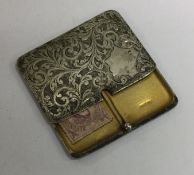An engraved silver double stamp case. Birmingham 1908. By Adie Brothers.