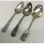 NEWCASTLE: A group of three Georgian silver teaspoons.