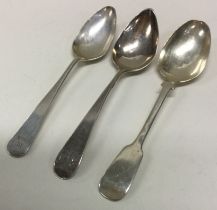 NEWCASTLE: A group of three Georgian silver teaspoons.