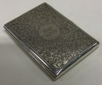 A Victorian silver card case with engraved decoration. Birmingham 1897.