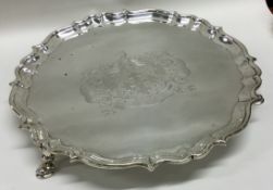 A good quality 18th Century Georgian silver salver with central armorial.