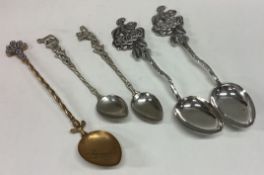 A collection of Continental silver teaspoons.