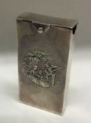 A chased Victorian silver hinged card box with chased decoration. Birmingham 1900.