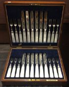A good boxed set of twelve plus twelve silver plated and MOP dessert eaters.