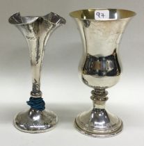 A small silver goblet together with a spill vase. Birmingham.
