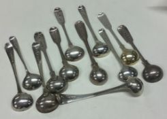 Twelve various Victorian and Georgian silver salt spoons.