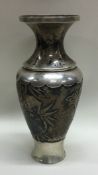 A 19th Century Chinese export silver vase. Marked to base.