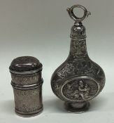A Continental silver scent bottle together with a pill box.