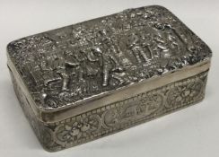 A chased Victorian silver snuff box. Sheffield 1900. Import marked.