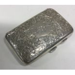 A heavy engraved silver cigar case. Birmingham 1901. By William Aitken.