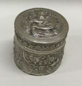 An early Chinese silver circular snuff box. Marked to base.