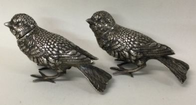 A rare pair of late 19th Century German heavy silver pepperettes in the form of chicks.