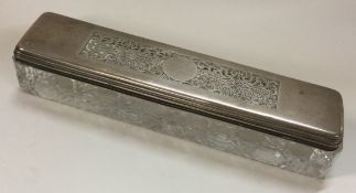 A large Georgian silver and glass pierced box.