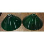 Two snooker table lamp shades.