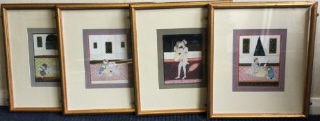 A selection of eight gilt framed and glazed watercolours on paper.