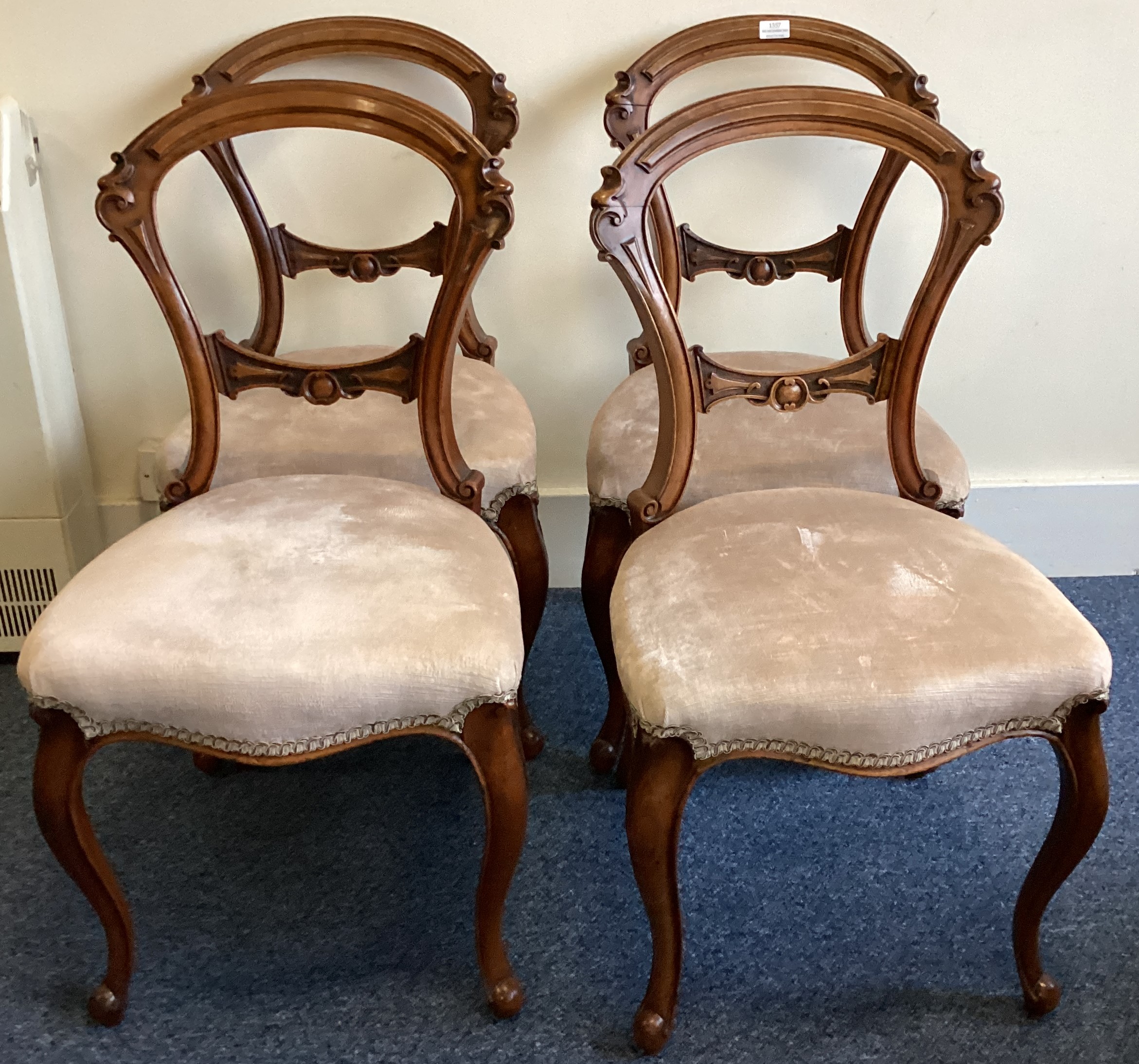 A set of four Victorian dining chairs of typical form with cabriole legs. - Image 2 of 2