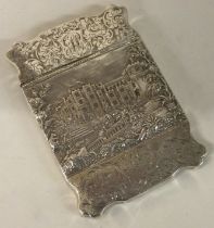 A novelty silver double sided castle top calling card case.