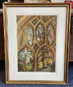 R W PIGOT: A framed and glazed watercolour entitled, "Church".