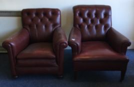 A good matched pair of button back smokers chairs.
