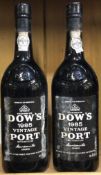 Two x 75cl bottles of Dow's 1985 Vintage Port. Bottled 1987.
