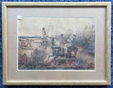 A set of six gilt framed hunting prints.