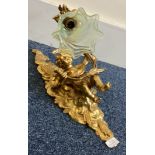 An attractive wall mounted lamp with gilded decoration.