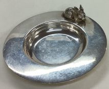 SARAH JONES: A novelty silver goblet stand with cast figure of a rabbit.