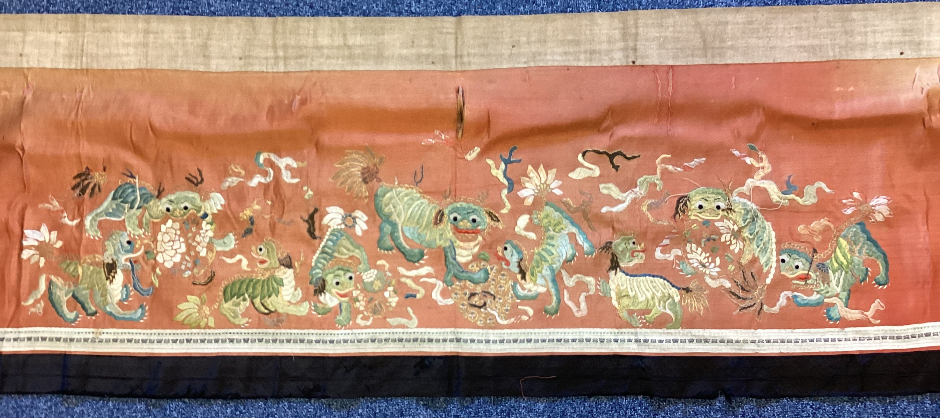 A large Chinese silk work tapestry. - Image 6 of 9