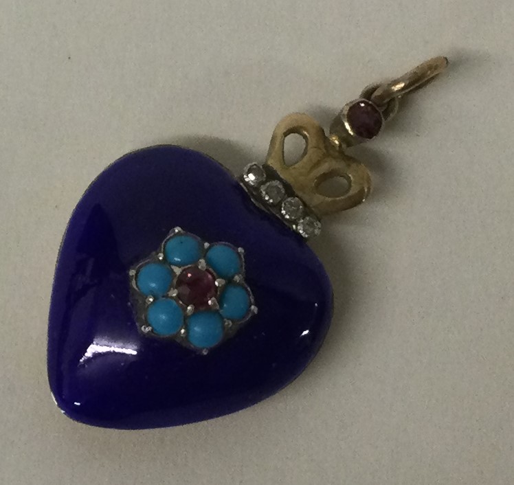 A Georgian style enamel and rose diamond pendant with loop top. - Image 2 of 2