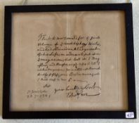 A framed and glazed handwritten letter signed by Edward Cave (English printer, editor and publisher)