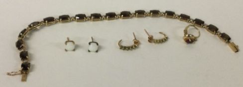 A small diamond mounted line bracelet together with earrings etc