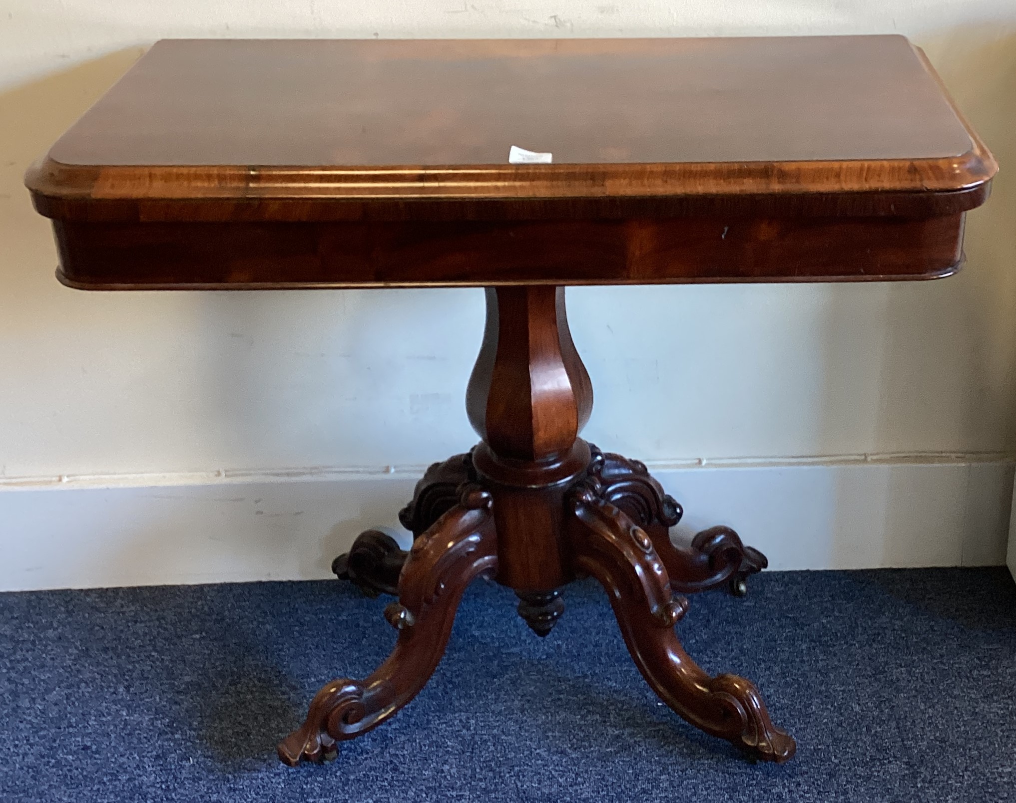 An attractive rosewood hinged top card table on four sweeping supports. - Image 2 of 2