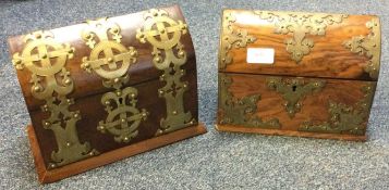 Two good quality Victorian hinged top stationery boxes.