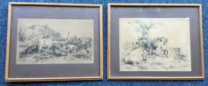 A pair of framed and glazed farming prints.