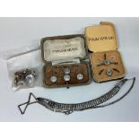 A good collection of MOP and silver buttons, brooch etc.