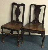 Two Antique carved oak chairs. Est. £30 - £50.