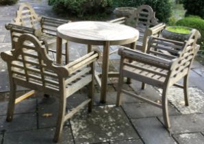 A vintage teak patio set.